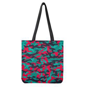 Pink Teal And Black Camouflage Print Tote Bag | Newhawaiianshirts AU