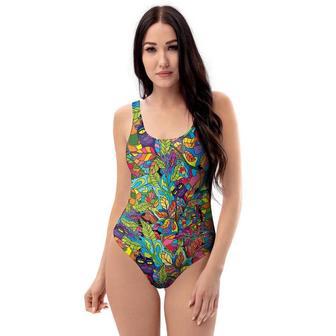 Psychedelic Jungle Forest Floral One Piece Swimsuite | Newhawaiianshirts CA