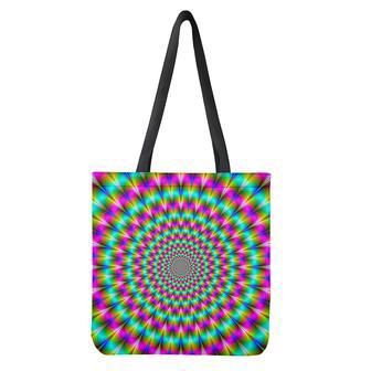 Psychedelic Rave Optical Illusion Tote Bag | Newhawaiianshirts CA