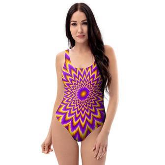 Pulsing Optical Illusion One Piece Swimsuite | Newhawaiianshirts CA