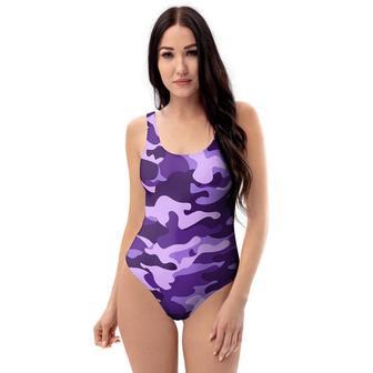 Purple Camo Print One Piece Swimsuite | Newhawaiianshirts DE