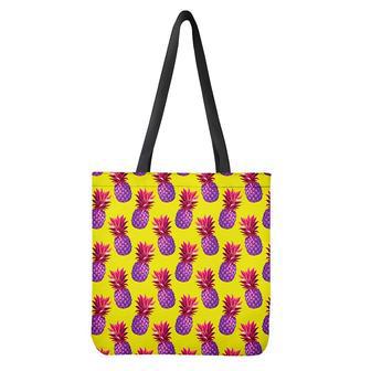 Purple Edm Pineapple Pattern Print Tote Bag | Newhawaiianshirts