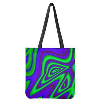 Purple Green Psychedelic Trippy Print Tote Bag | Newhawaiianshirts