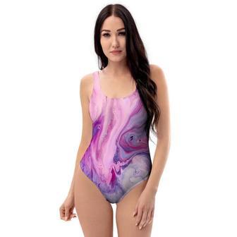 Purple Marble One Piece Swimsuite | Newhawaiianshirts CA