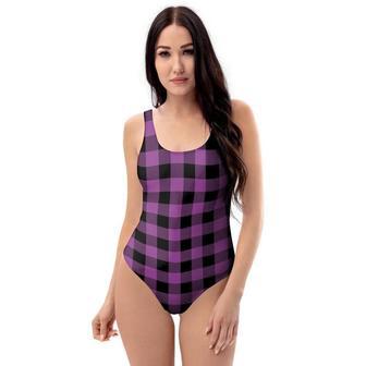 Purple Plaid One Piece Swimsuite | Newhawaiianshirts CA