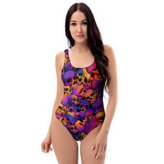 Purple Skull One Piece Swimsuite | Newhawaiianshirts CA