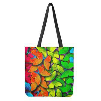 Rainbow Butterfly Pattern Print Tote Bag | Newhawaiianshirts CA