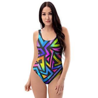 Rainbow Geometric Abstract One Piece Swimsuite | Newhawaiianshirts