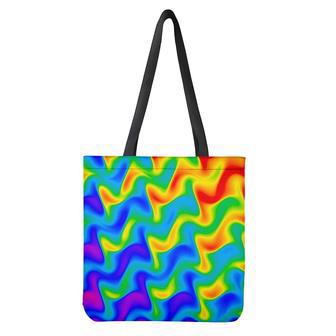 Rainbow Psychedelic Trippy Print Tote Bag | Newhawaiianshirts