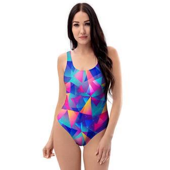 Rainbow Triangle Geometric One Piece Swimsuite | Newhawaiianshirts AU