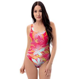 Red And Orange Hibiscus Hawaiian Print One Piece Swimsuite | Newhawaiianshirts CA