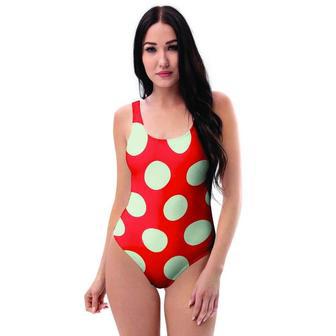 Red And White Polka Dot One Piece Swimsuite | Newhawaiianshirts DE