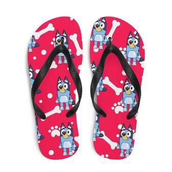 Red Background Blue Dog Flip-Flops | Newhawaiianshirts UK