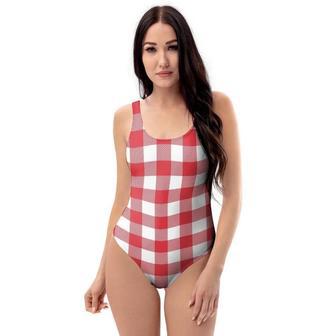 Red Lumberjack One Piece Swimsuite | Newhawaiianshirts CA