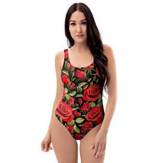 Red Rose Floral One Piece Swimsuite | Newhawaiianshirts UK