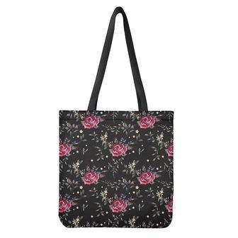 Red Rose Floral Pattern Print Tote Bag | Newhawaiianshirts CA