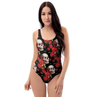 Red Rose Skull One Piece Swimsuite | Newhawaiianshirts AU