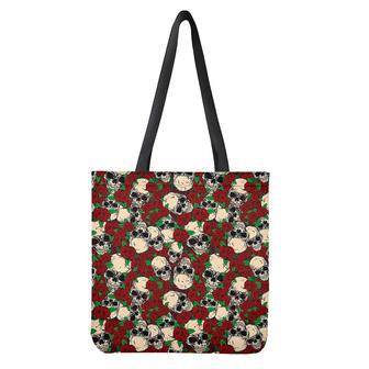 Red Rose Skull Pattern Print Tote Bag | Newhawaiianshirts CA