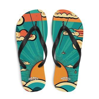 Retro Cartoon Sunshine Sky Flip Flops Colorful | Newhawaiianshirts UK