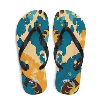 Retro Faded Ikat Yellow Blue Flip Flops Colorful | Newhawaiianshirts