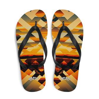 Retro Geometric Yellow Sunset Tropical Flip Flops Colorful | Newhawaiianshirts CA