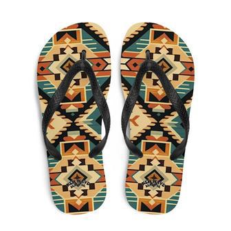 Retro Kilim Black Blue Orange Flip Flops Colorful | Newhawaiianshirts DE