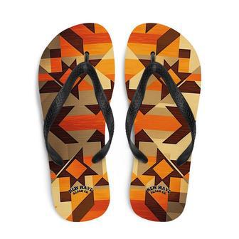 Retro Kilim Yellow Brown Orange Flip Flops Colorful | Newhawaiianshirts DE