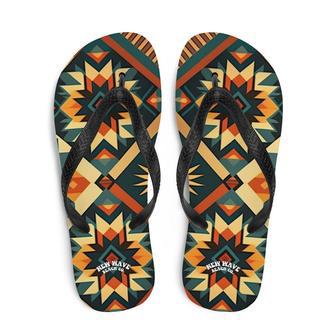 Retro Kilim Yellow Green Orange Flip Flops Colorful | Newhawaiianshirts DE