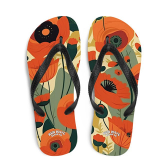 Retro Orange Vintage Art Poppy Flowers Flip Flops Colorful | Newhawaiianshirts