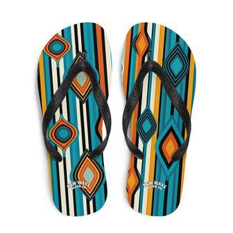 Retro Yellow Blue Orange Striped Flip Flops Colorful | Newhawaiianshirts CA