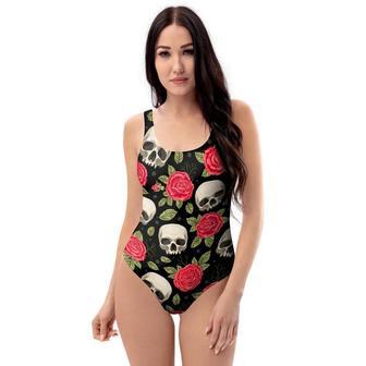 Rose Skull One Piece Swimsuite | Newhawaiianshirts DE