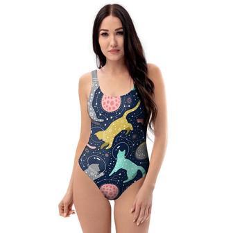 Space Cat Print One Piece Swimsuite | Newhawaiianshirts UK