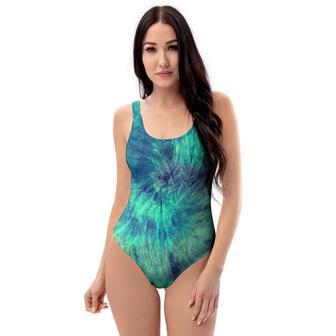 Spiral Green Tie Dye One Piece Swimsuite | Newhawaiianshirts DE