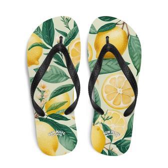 Summertime Lemon Fruit Flip Flops Springtime Colorful. | Newhawaiianshirts