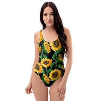 Sunflower Black Print One Piece Swimsuite | Newhawaiianshirts UK