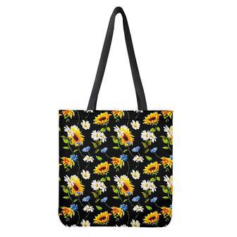 Sunflower Chamomile Pattern Print Tote Bag | Newhawaiianshirts DE