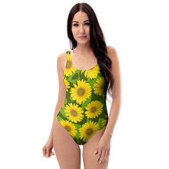 Sunflower Flower Print One Piece Swimsuite | Newhawaiianshirts CA