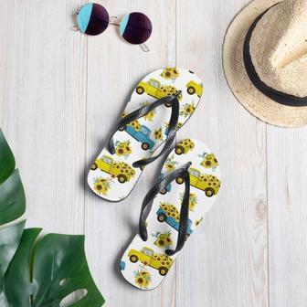 Sunflower Pick-Up Truck Flip-Flops | Newhawaiianshirts