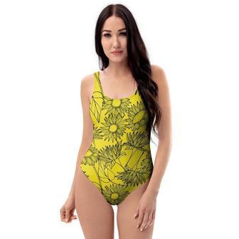 Sunflower Yellow Print One Piece Swimsuite | Newhawaiianshirts CA