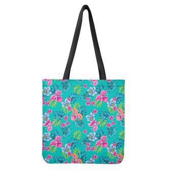 Teal Aloha Tropical Pattern Print Tote Bag | Newhawaiianshirts UK