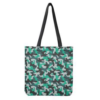 Teal And Black Camouflage Print Tote Bag | Newhawaiianshirts DE