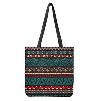 Teal And Brown Aztec Pattern Print Tote Bag | Newhawaiianshirts CA