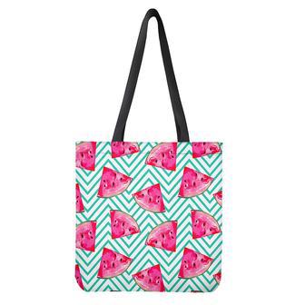 Teal Chevron Watermelon Pattern Print Tote Bag | Newhawaiianshirts AU