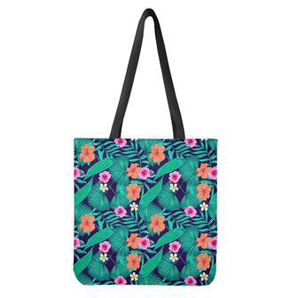 Teal Hawaiian Leaf Flower Pattern Print Tote Bag | Newhawaiianshirts