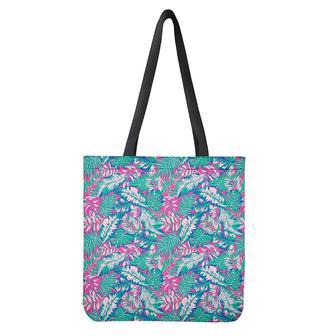 Teal Pink Blossom Tropical Pattern Print Tote Bag | Newhawaiianshirts UK