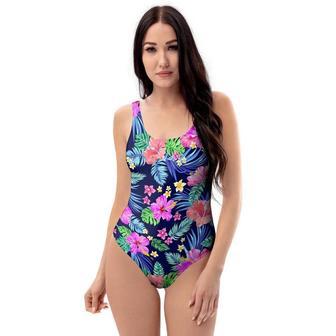 Tropical Exotic Flowers Hibiscus Hawaiian Print One Piece Swimsuite | Newhawaiianshirts UK