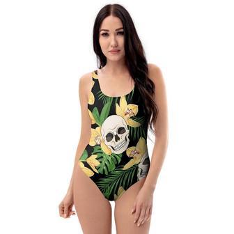 Tropical Floral Skull One Piece Swimsuite | Newhawaiianshirts UK