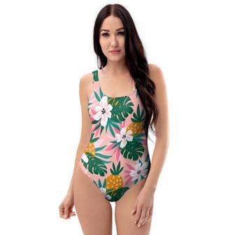 Tropical Flower Hawaiian Pineapple Print One Piece Swimsuite | Newhawaiianshirts AU