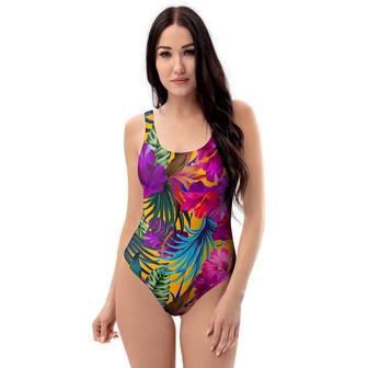 Tropical Hibiscus Flower Hawaiian Print One Piece Swimsuite | Newhawaiianshirts CA