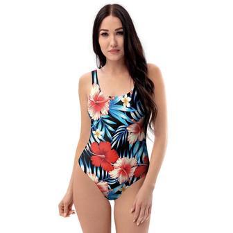 Tropical Hibiscus Flower Print One Piece Swimsuite | Newhawaiianshirts UK